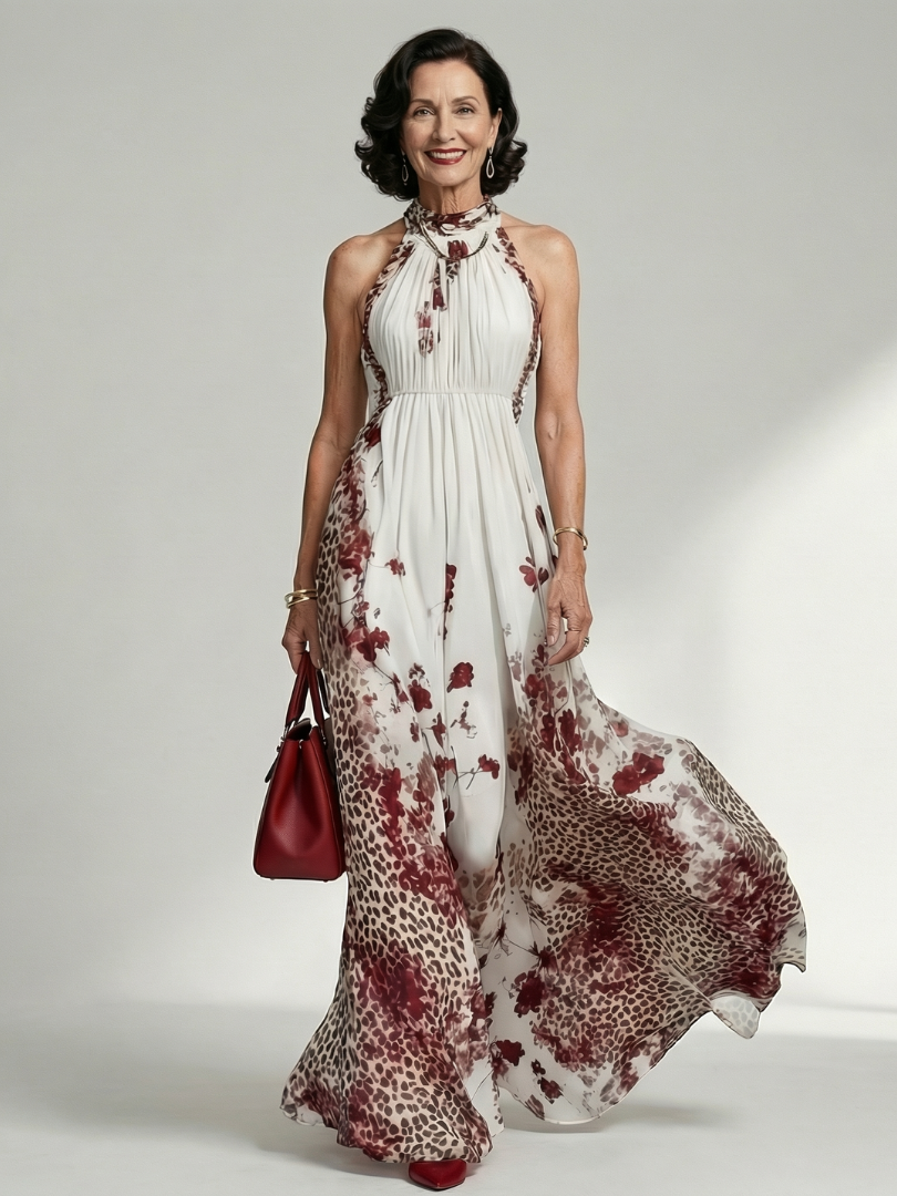 Marlene | Weißes Plissee-Maxikleid