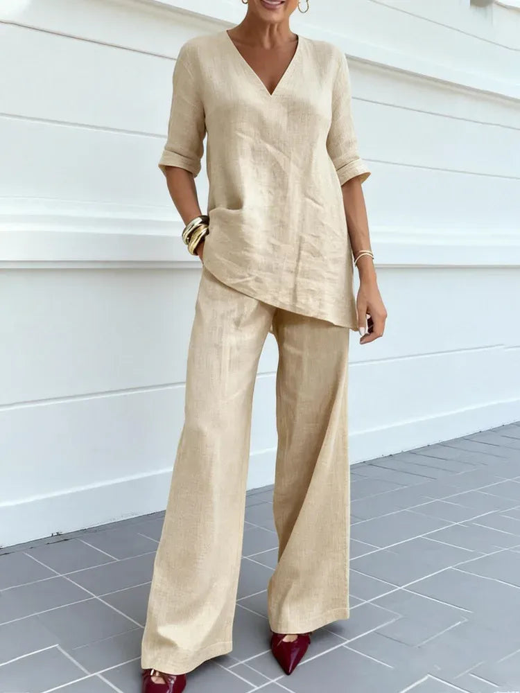 Susanne | Zweiteiler mit Halbarm-Top und gerader Hose