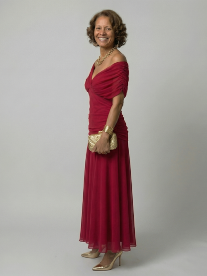 Carlotta | Schulterfreies Midikleid