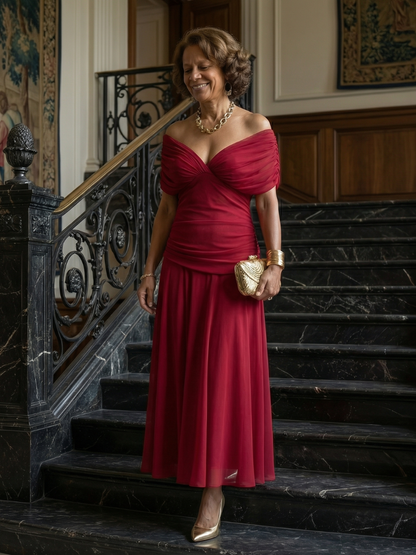 Carlotta | Schulterfreies Midikleid