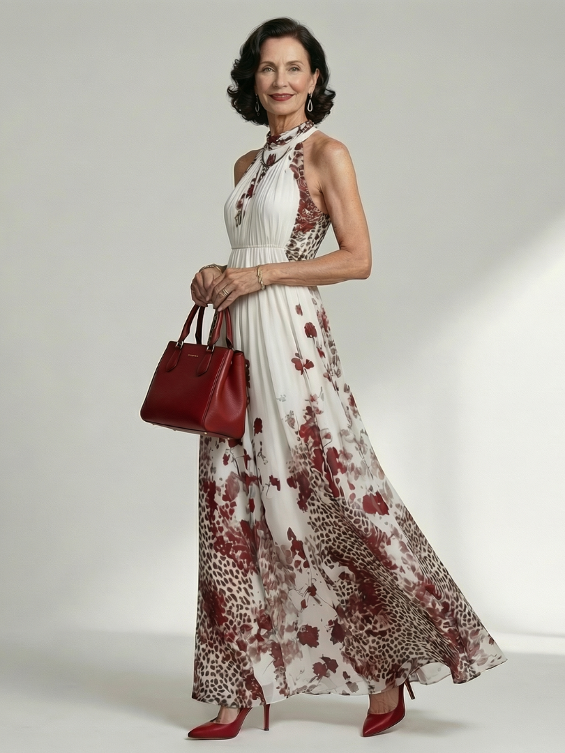 Marlene | Weißes Plissee-Maxikleid