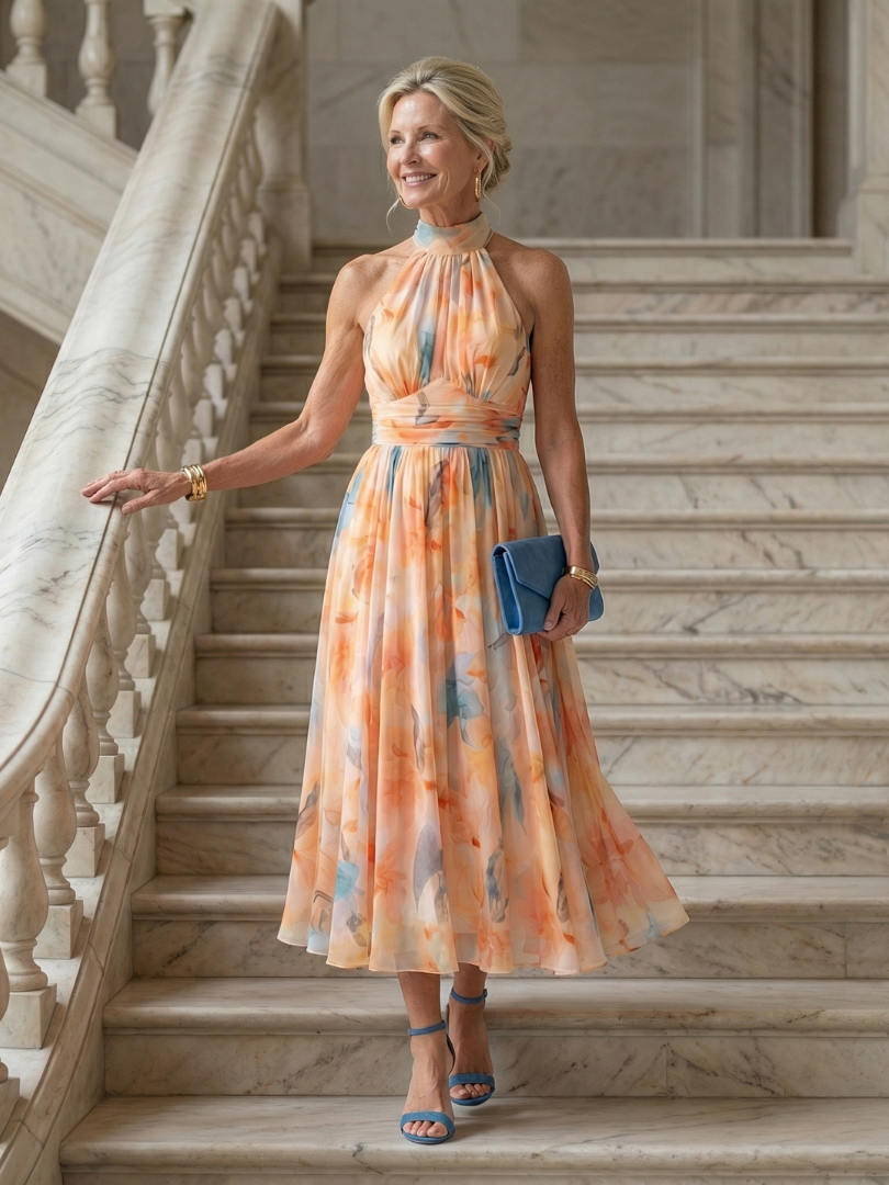 Ariane | Midikleid mit weichem Neckholder