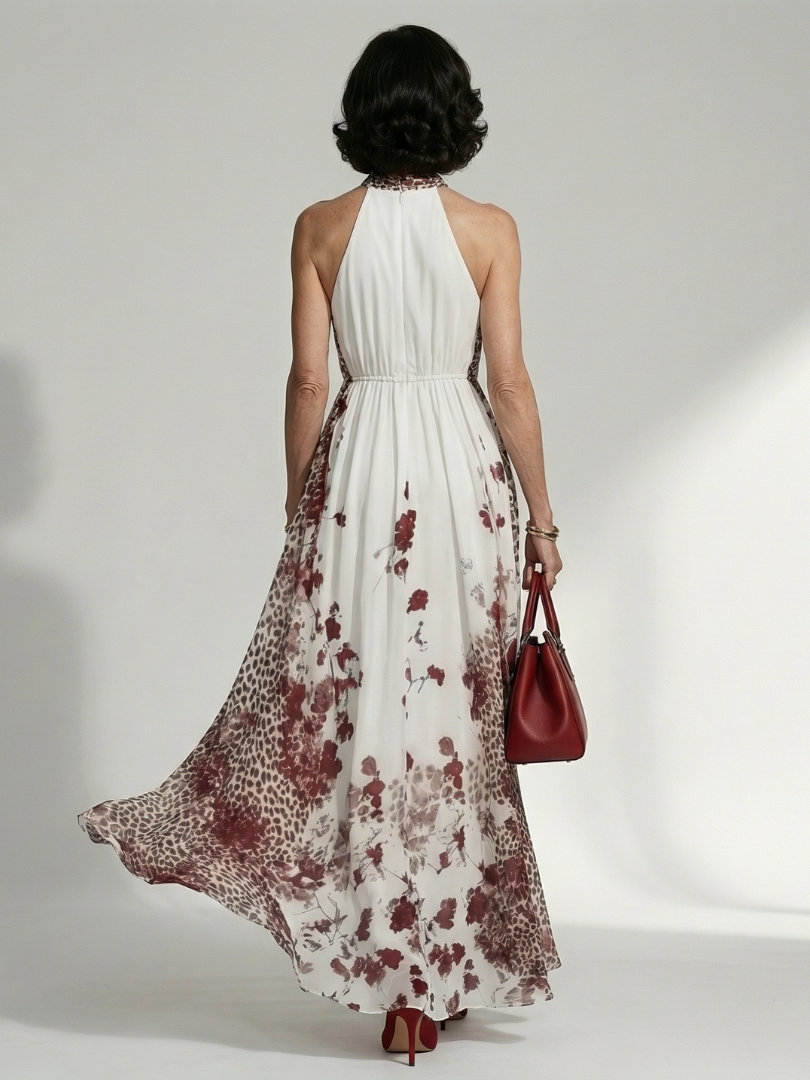 Marlene | Weißes Plissee-Maxikleid