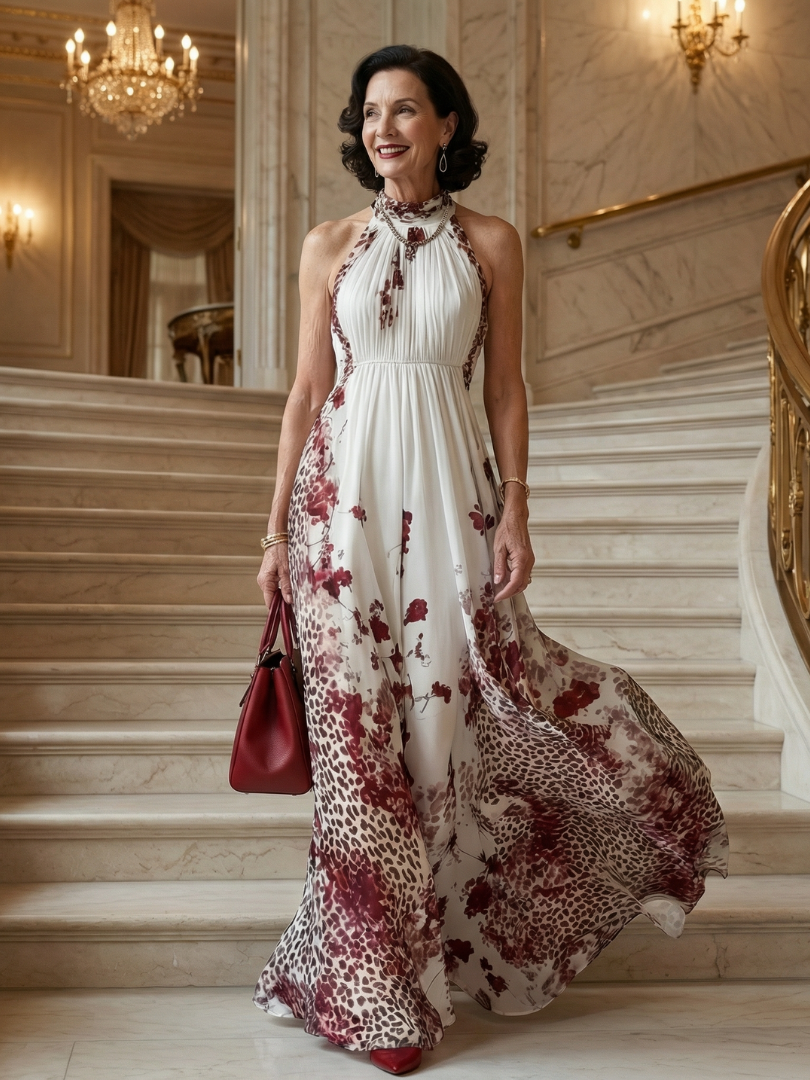 Marlene | Weißes Plissee-Maxikleid