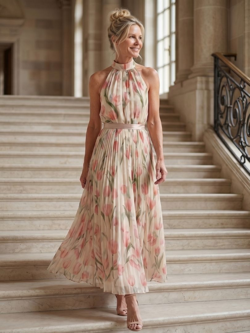 Antonia | Florales Midikleid mit Neckholder