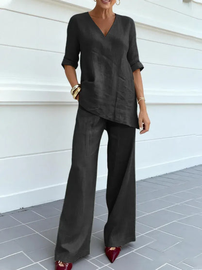 Susanne | Zweiteiler mit Halbarm-Top und gerader Hose