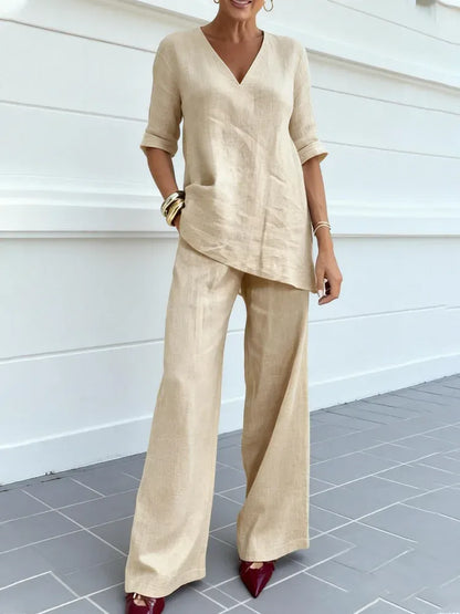 Susanne | Zweiteiler mit Halbarm-Top und gerader Hose