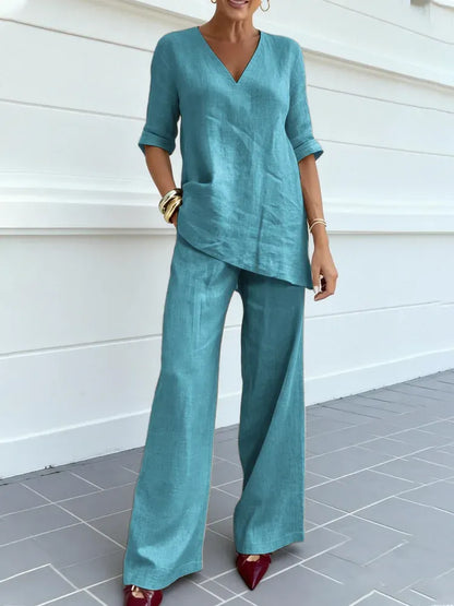 Susanne | Zweiteiler mit Halbarm-Top und gerader Hose