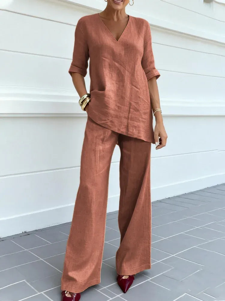 Susanne | Zweiteiler mit Halbarm-Top und gerader Hose
