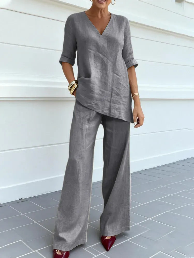Susanne | Zweiteiler mit Halbarm-Top und gerader Hose